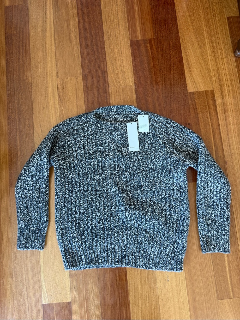 Vince Marled Gray & White Chunky Knit Sweater